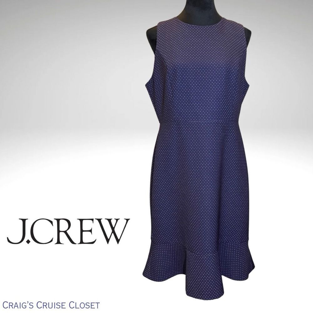 J Crew Blue Sheath Midi Dress Sleeveless Crew Neck Women SIZE 12